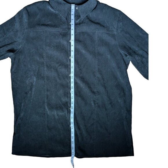 Outline Black Velvet Button Down Long Sleeve Shirt with  Brown Buttons Size 16W - Picture 12 of 13